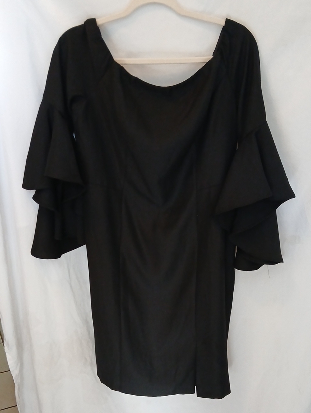 Black Ruffle-Sleeve Women's Dress